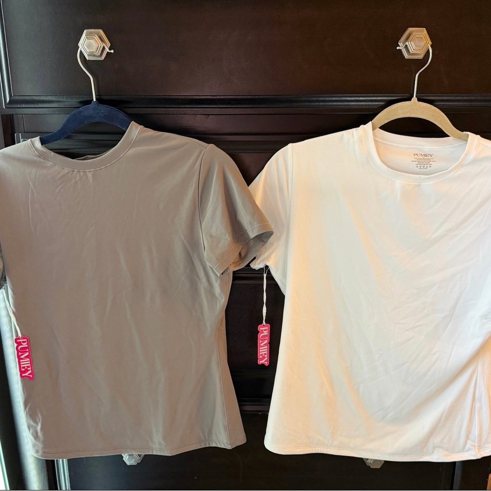 Women's Short Sleeve sculpt Tees - Gray and White